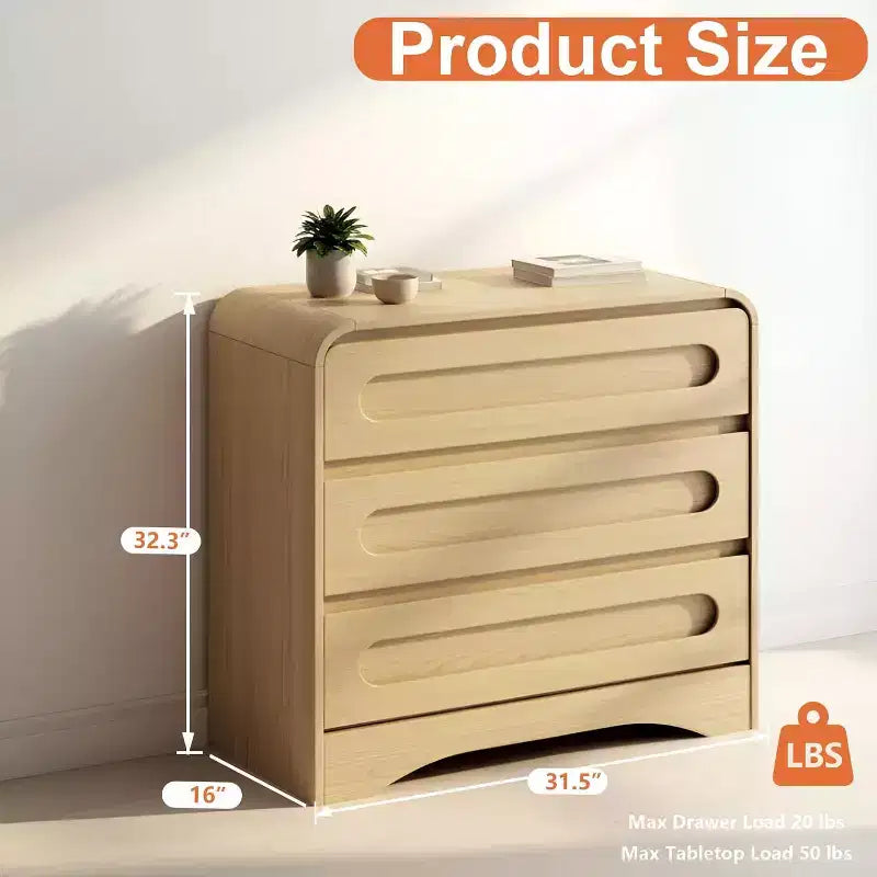 Comodino con 3 cassetti per camera da letto, cassettiera organizer in legno larga 81 cm