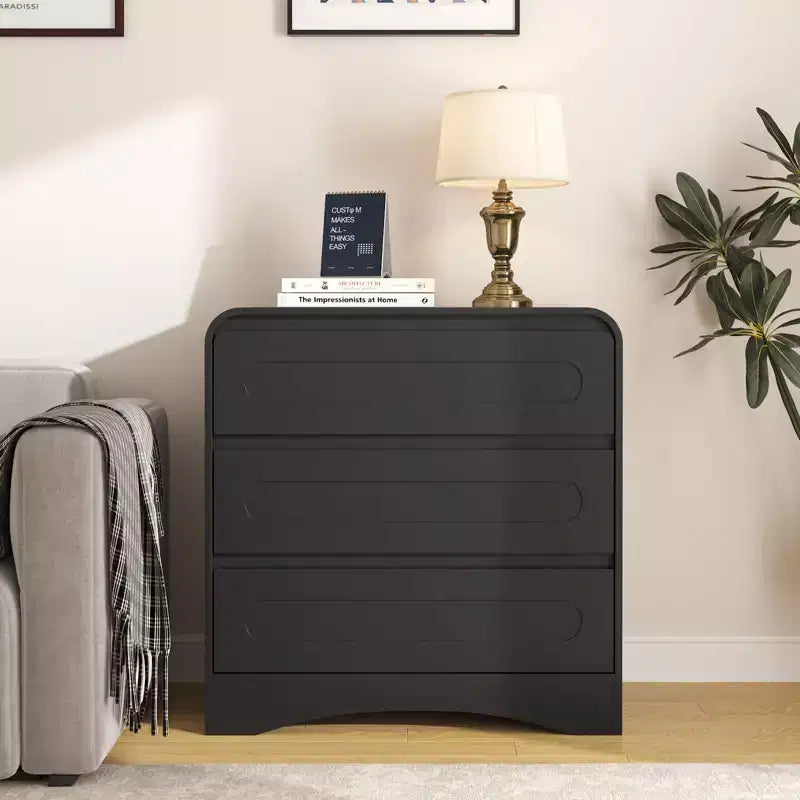 Comodino con 3 cassetti per camera da letto, cassettiera organizer in legno larga 81 cm