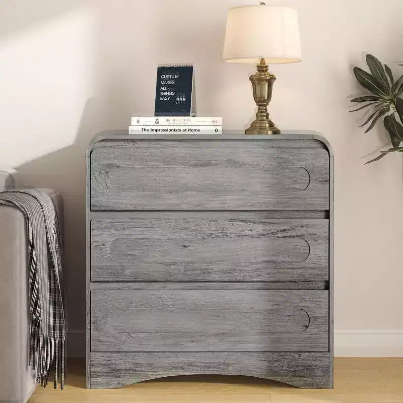 Comodino con 3 cassetti per camera da letto, cassettiera organizer in legno larga 81 cm