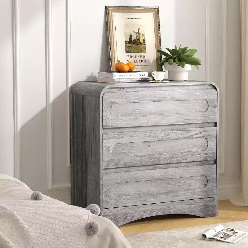 Comodino con 3 cassetti per camera da letto, cassettiera organizer in legno larga 81 cm