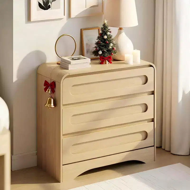 Comodino con 3 cassetti per camera da letto, cassettiera organizer in legno larga 81 cm