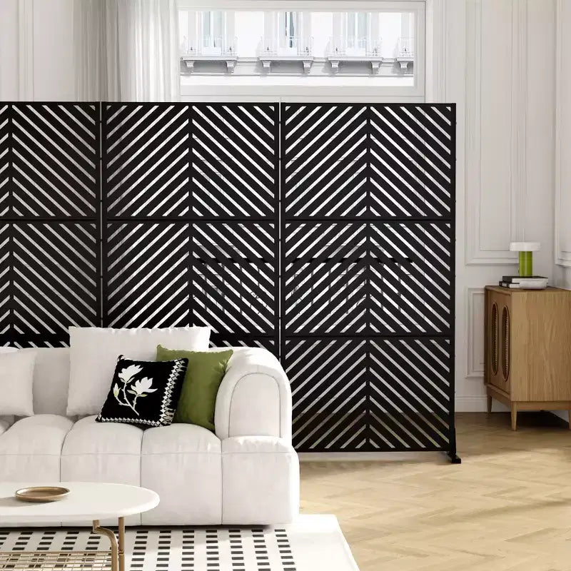 Schermo a Pannelli per la Privacy Esterna 183x89 cm, Divisorio Pieghevole a 3 Ante per Cortile e Giardino, Nero