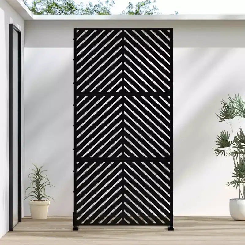 Schermo a Pannelli per la Privacy Esterna 183x89 cm, Divisorio Pieghevole a 3 Ante per Cortile e Giardino, Nero