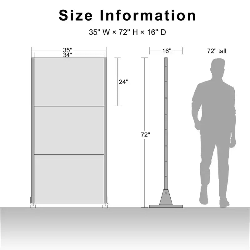 Schermo a Pannelli per la Privacy Esterna 183x89 cm, Divisorio Pieghevole a 3 Ante per Cortile e Giardino, Nero