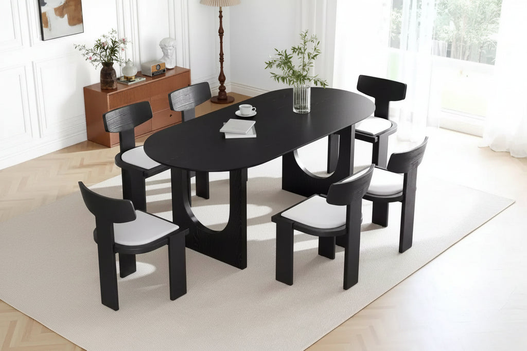 Tavolo da pranzo ovale in legno da 67" per 4-6 persone, stile rustico moderno per cucina e sala da pranzo
