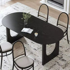 Tavolo da pranzo ovale in legno da 67" per 4-6 persone, stile rustico moderno per cucina e sala da pranzo