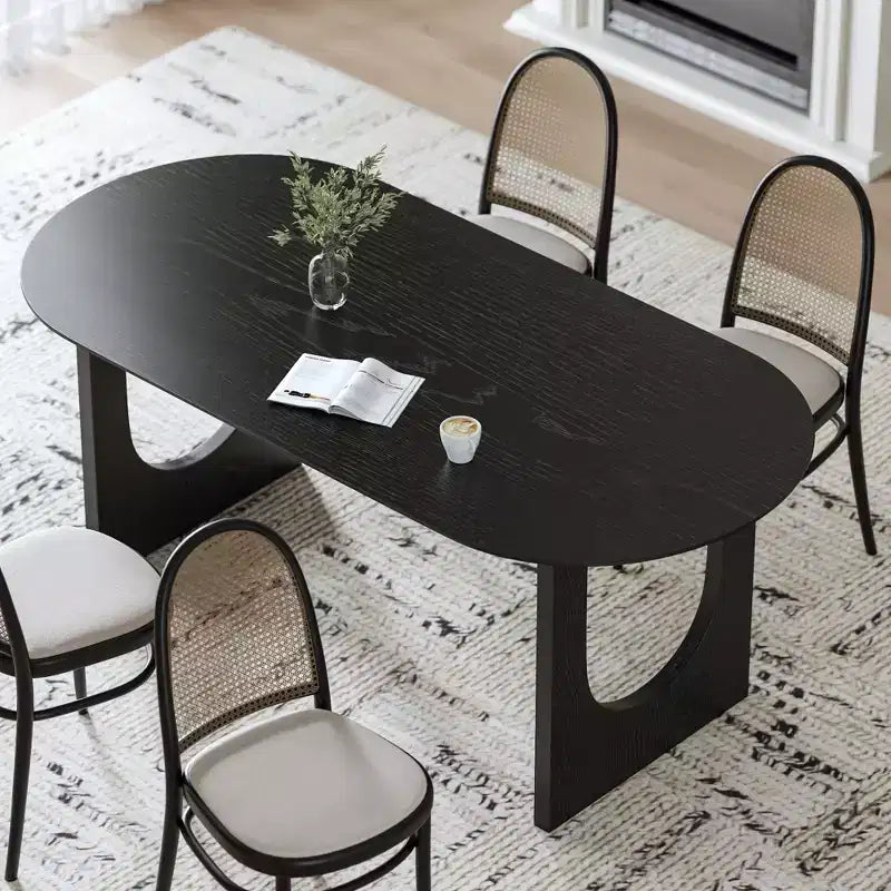 Tavolo da pranzo ovale in legno da 67" per 4-6 persone, stile rustico moderno per cucina e sala da pranzo