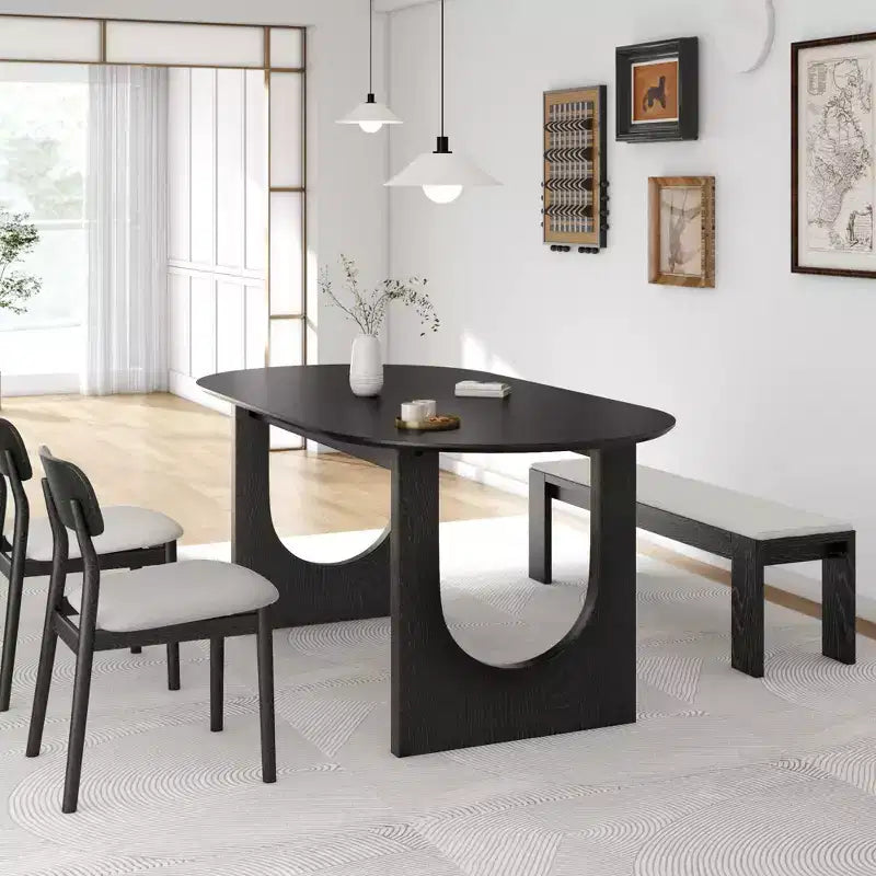 Tavolo da pranzo ovale in legno da 67" per 4-6 persone, stile rustico moderno per cucina e sala da pranzo