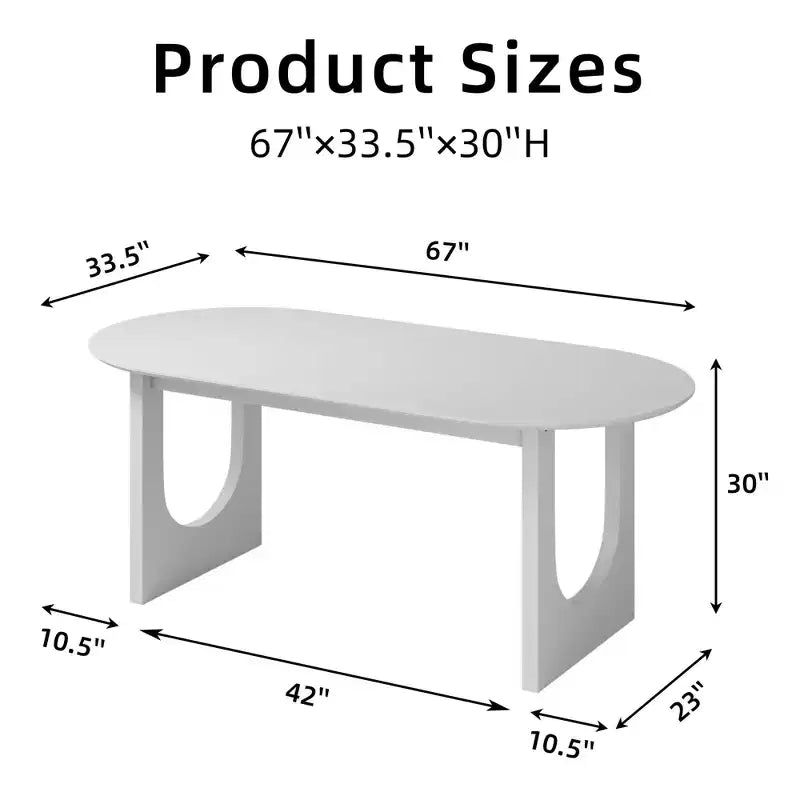 Tavolo da pranzo ovale in legno da 67" per 4-6 persone, stile rustico moderno per cucina e sala da pranzo
