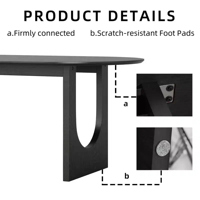 Tavolo da pranzo ovale in legno da 67" per 4-6 persone, stile rustico moderno per cucina e sala da pranzo