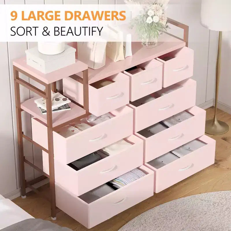 39Cassettiera da Fattoria con 9 Cassetti in Metallo per Camera da Letto, Armadio, Soggiorno, Appartamento,
