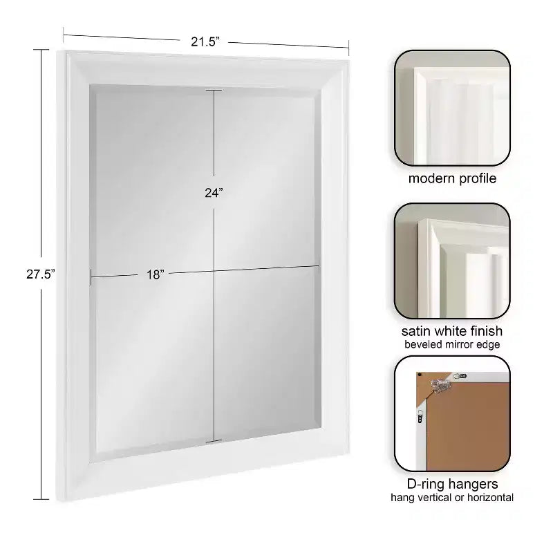 Specchio da parete rettangolare Kalla per bagno, con cornice classica, per toeletta e ingresso
