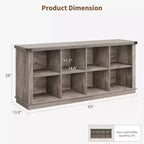Libreria con 8 cubi contenitori, libreria orizzontale in stile rustico, libreria in legno da 62 pollici per ingresso, libreria lunga e corta
