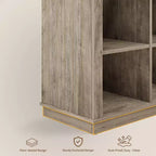Libreria con 8 cubi contenitori, libreria orizzontale in stile rustico, libreria in legno da 62 pollici per ingresso, libreria lunga e corta