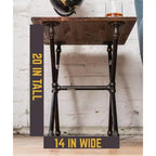 Base tavolo laterale Criss Cross per tubi industriali, telaio in acciaio, stile Roman Campaign, 20"H