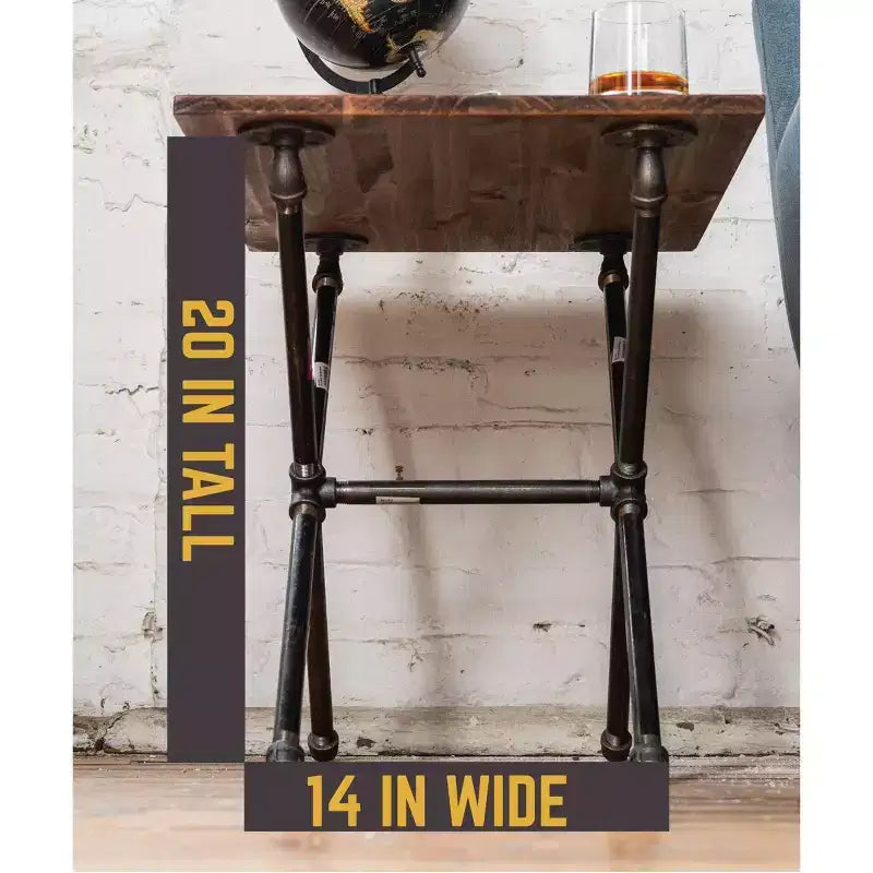 Base tavolo laterale Criss Cross per tubi industriali, telaio in acciaio, stile Roman Campaign, 20"H