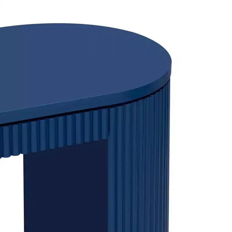 Consolle moderna con gambe curve e piano a strisce verticali, tavolo stretto per l'ingresso