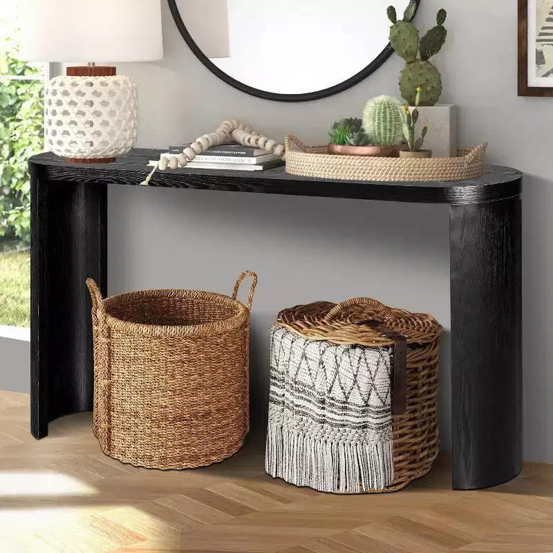 Console Minimalista da 60" con Gambe Curve e Piano Spesso, Ingresso e Soggiorno, Blu