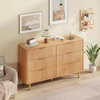 Cassettiera moderna a 6 cassetti nera con scanalature, comò ampio in legno con maniglie e gambe in metallo dorato, grande organizer per camera da letto, soggiorno e ingresso