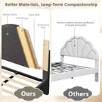 Letto Imbottito con Struttura a Piattaforma per Bambini - Simpatica Testiera Morbida o in Bouclé - Robusti Supporti a Doghe in Legno - Silenzioso, Nessun Box Spring Necessario
