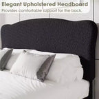 Letto Imbottito con Struttura a Piattaforma per Bambini - Simpatica Testiera Morbida o in Bouclé - Robusti Supporti a Doghe in Legno - Silenzioso, Nessun Box Spring Necessario