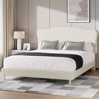 Letto Imbottito con Struttura a Piattaforma per Bambini - Simpatica Testiera Morbida o in Bouclé - Robusti Supporti a Doghe in Legno - Silenzioso, Nessun Box Spring Necessario