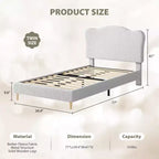 Letto Imbottito con Struttura a Piattaforma per Bambini - Simpatica Testiera Morbida o in Bouclé - Robusti Supporti a Doghe in Legno - Silenzioso, Nessun Box Spring Necessario