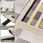 Letto Imbottito con Struttura a Piattaforma per Bambini - Simpatica Testiera Morbida o in Bouclé - Robusti Supporti a Doghe in Legno - Silenzioso, Nessun Box Spring Necessario