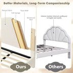 Letto Imbottito con Struttura a Piattaforma per Bambini - Simpatica Testiera Morbida o in Bouclé - Robusti Supporti a Doghe in Legno - Silenzioso, Nessun Box Spring Necessario