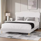 Letto Imbottito con Struttura a Piattaforma per Bambini - Simpatica Testiera Morbida o in Bouclé - Robusti Supporti a Doghe in Legno - Silenzioso, Nessun Box Spring Necessario