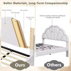 Letto Imbottito con Struttura a Piattaforma per Bambini - Simpatica Testiera Morbida o in Bouclé - Robusti Supporti a Doghe in Legno - Silenzioso, Nessun Box Spring Necessario