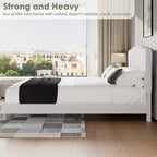 Letto Imbottito con Struttura a Piattaforma per Bambini - Simpatica Testiera Morbida o in Bouclé - Robusti Supporti a Doghe in Legno - Silenzioso, Nessun Box Spring Necessario