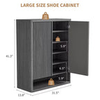 Moderna Scarpiera in Legno da 80 cm con Ripiani Regolabili, Anta Scanalata, Grande Organizzatore di Scarpe per Ingresso, Contiene 25-30 Paia, per Corridoio o Soggiorno