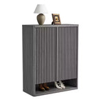 Moderna Scarpiera in Legno da 80 cm con Ripiani Regolabili, Anta Scanalata, Grande Organizzatore di Scarpe per Ingresso, Contiene 25-30 Paia, per Corridoio o Soggiorno