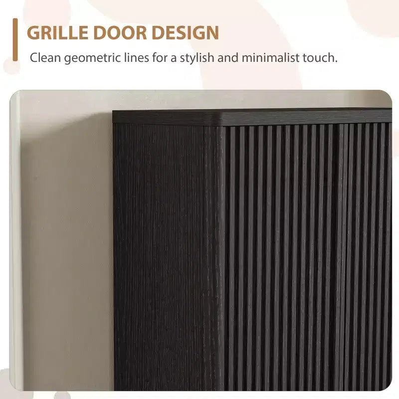 Moderna Scarpiera in Legno da 80 cm con Ripiani Regolabili, Anta Scanalata, Grande Organizzatore di Scarpe per Ingresso, Contiene 25-30 Paia, per Corridoio o Soggiorno