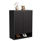 Moderna Scarpiera in Legno da 80 cm con Ripiani Regolabili, Anta Scanalata, Grande Organizzatore di Scarpe per Ingresso, Contiene 25-30 Paia, per Corridoio o Soggiorno