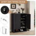 Modern Wooden Shoe Cabinet 31.5 with Adjustable Shelves, Fluted Door  Large Entryway Shoe Organizer, Holds 2530 Pairs, for Hallway or Living Room