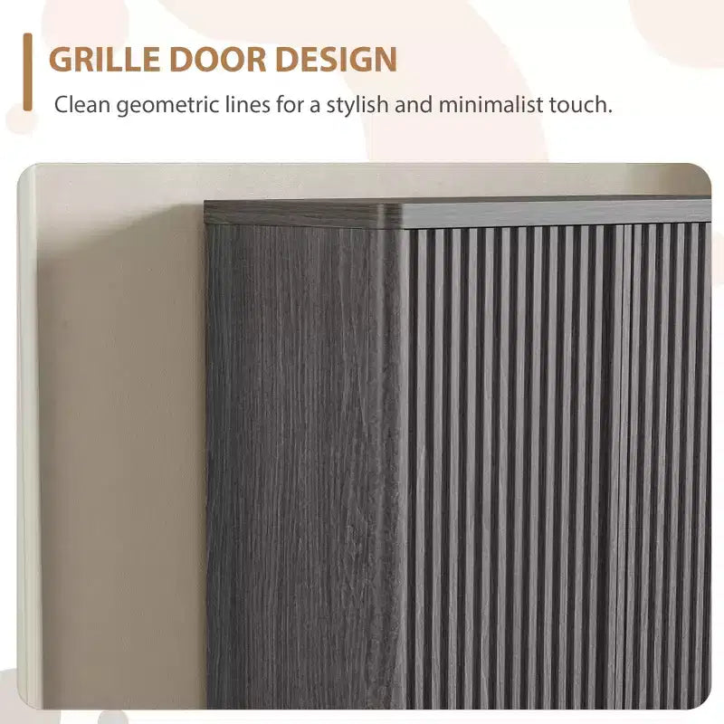 Moderna Scarpiera in Legno da 80 cm con Ripiani Regolabili, Anta Scanalata, Grande Organizzatore di Scarpe per Ingresso, Contiene 25-30 Paia, per Corridoio o Soggiorno