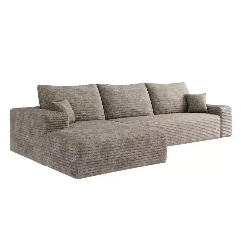 Divano componibile a L "Cloud" moderno da 107" con chaise longue, divano modulare con seduta profonda, in velluto a coste