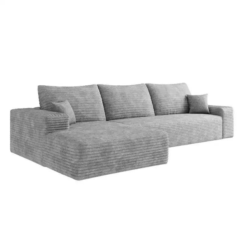 Divano componibile a L "Cloud" moderno da 107" con chaise longue, divano modulare con seduta profonda, in velluto a coste
