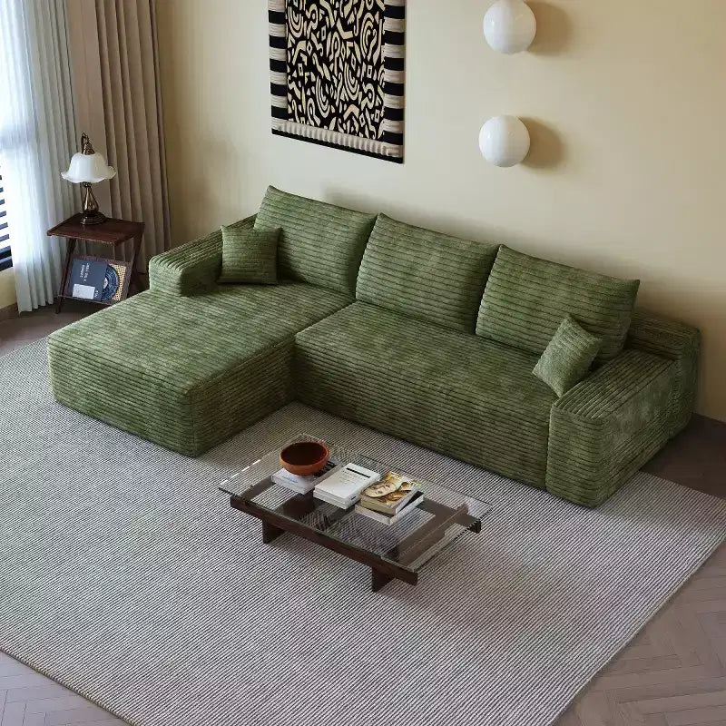 Divano componibile a L "Cloud" moderno da 107" con chaise longue, divano modulare con seduta profonda, in velluto a coste