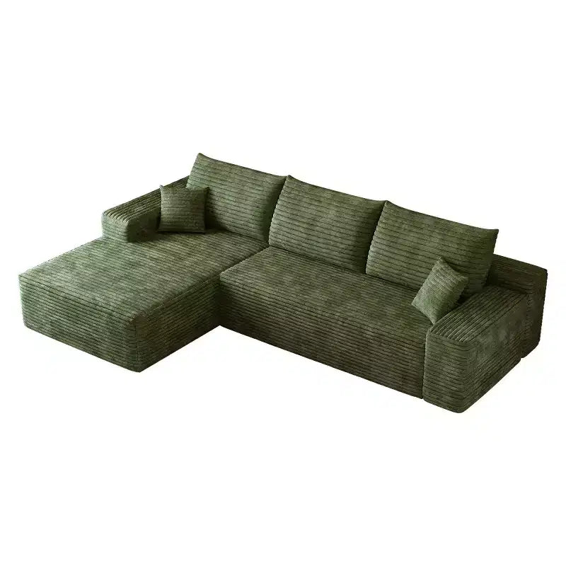 Divano componibile a L "Cloud" moderno da 107" con chaise longue, divano modulare con seduta profonda, in velluto a coste