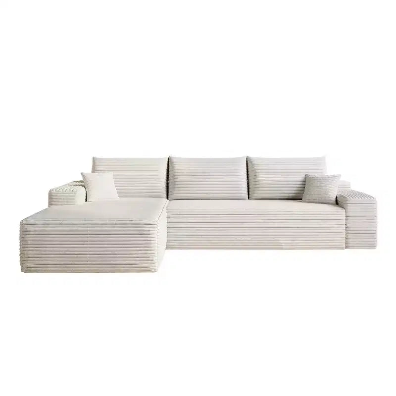 Divano componibile a L "Cloud" moderno da 107" con chaise longue, divano modulare con seduta profonda, in velluto a coste