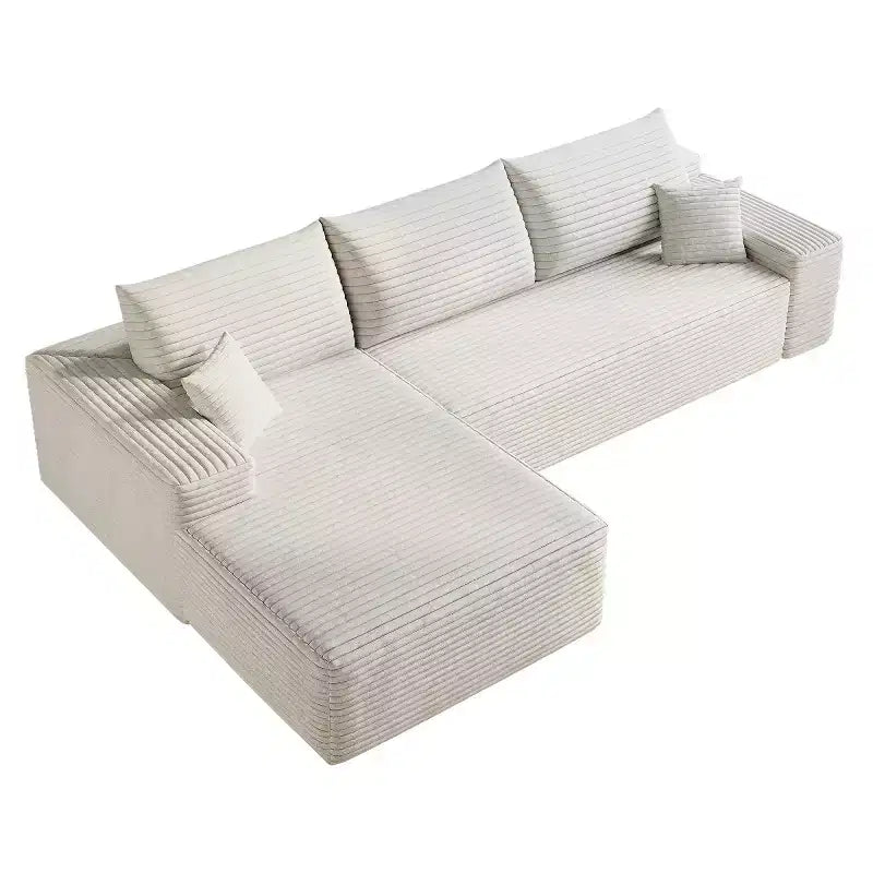 Divano componibile a L "Cloud" moderno da 107" con chaise longue, divano modulare con seduta profonda, in velluto a coste
