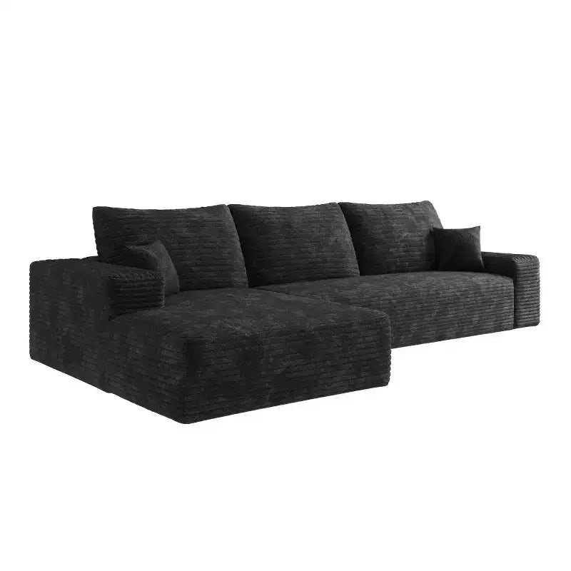 Divano componibile a L "Cloud" moderno da 107" con chaise longue, divano modulare con seduta profonda, in velluto a coste