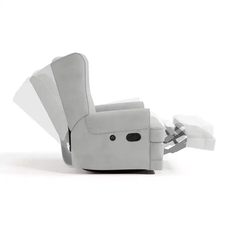Poltrona reclinabile Serenity Wingback imbottita con funzione scorrevole, caricatore USB, per cameretta, avorio