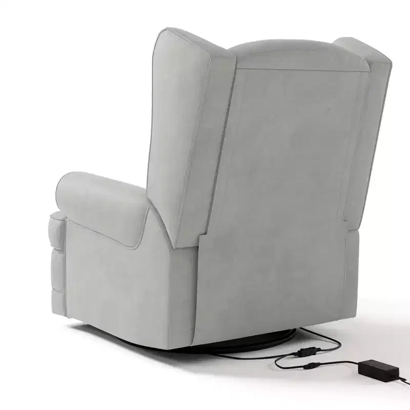 Poltrona reclinabile Serenity Wingback imbottita con funzione scorrevole, caricatore USB, per cameretta, avorio