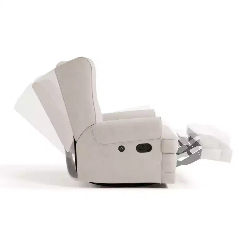 Poltrona reclinabile Serenity Wingback imbottita con funzione scorrevole, caricatore USB, per cameretta, avorio