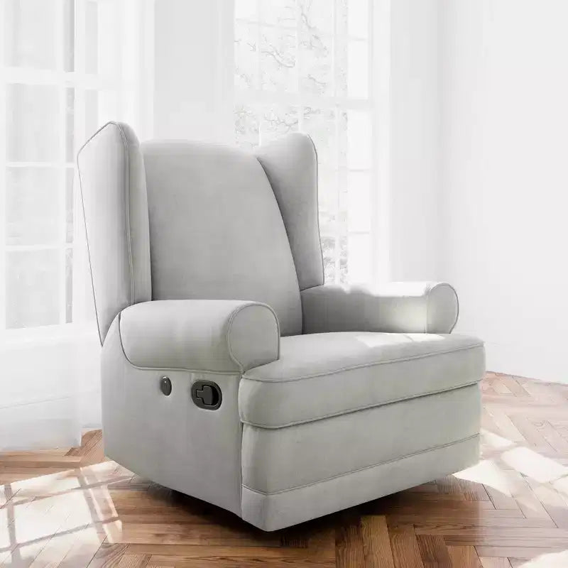 Poltrona reclinabile Serenity Wingback imbottita con funzione scorrevole, caricatore USB, per cameretta, avorio