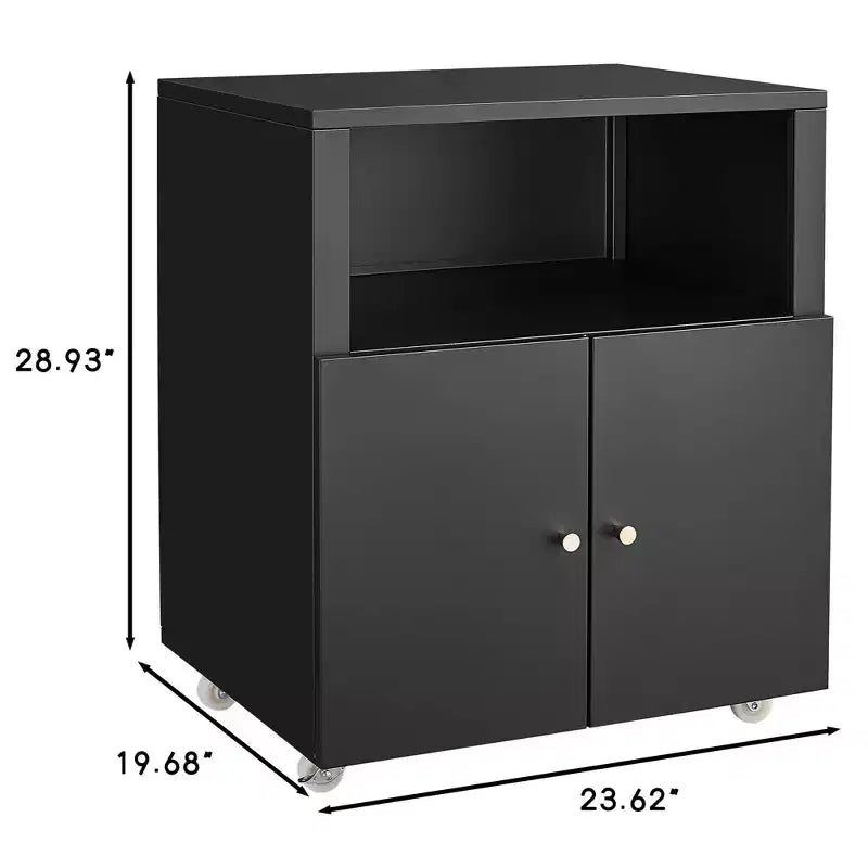 Armadietto per stampante mobile per carichi pesanti con 2 ante e ripiano portaoggetti, supporto per stampante sotto scrivania, schedario su ruote per casa, ufficio, garage, officina